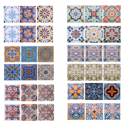 6pcs Pegatinas De Azulejos Estilo Baldosas Impermeables Pegatinas De Baldosas Europeas Y Americanas