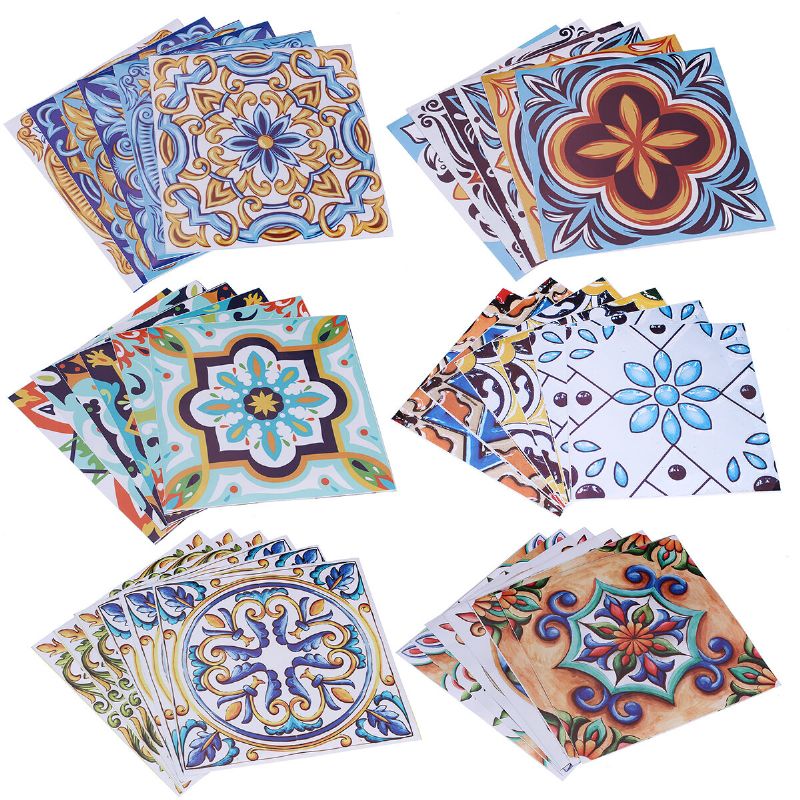 6pcs Pegatinas De Azulejos Estilo Baldosas Impermeables Pegatinas De Baldosas Europeas Y Americanas