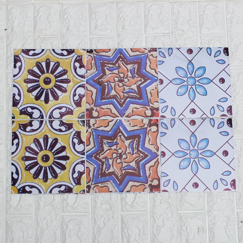 6pcs Pegatinas De Azulejos Estilo Baldosas Impermeables Pegatinas De Baldosas Europeas Y Americanas