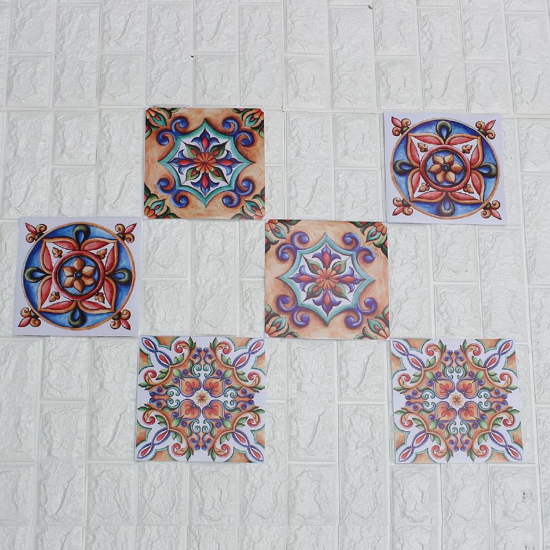 6pcs Pegatinas De Azulejos Estilo Baldosas Impermeables Pegatinas De Baldosas Europeas Y Americanas