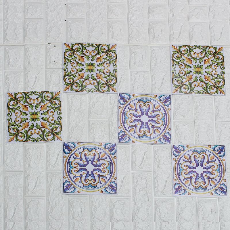 6pcs Pegatinas De Azulejos Estilo Baldosas Impermeables Pegatinas De Baldosas Europeas Y Americanas