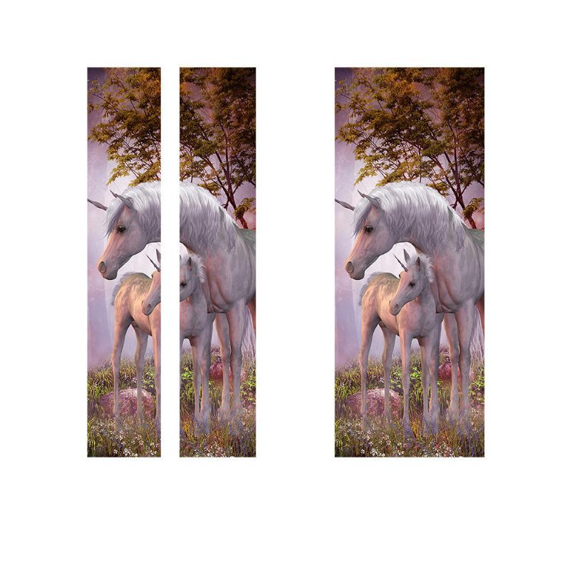 77 * 200cm Pvc Etiqueta De La Pared De La Puerta 3d El Unicornio En El Bosque Decoraciones De La Casa De Bricolaje