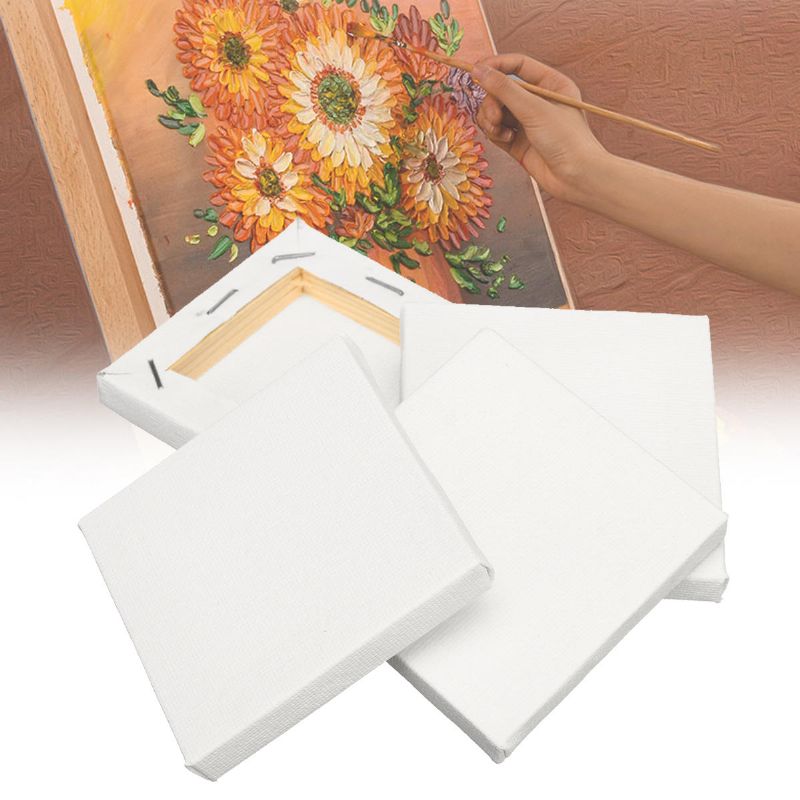 8pcs Blanco Mini Lienzo En Blanco Pinturas Acrílicas Marco Pintura Al Óleo Artista Cuadros De Bocetos Artísticos Lienzo Cuadrado