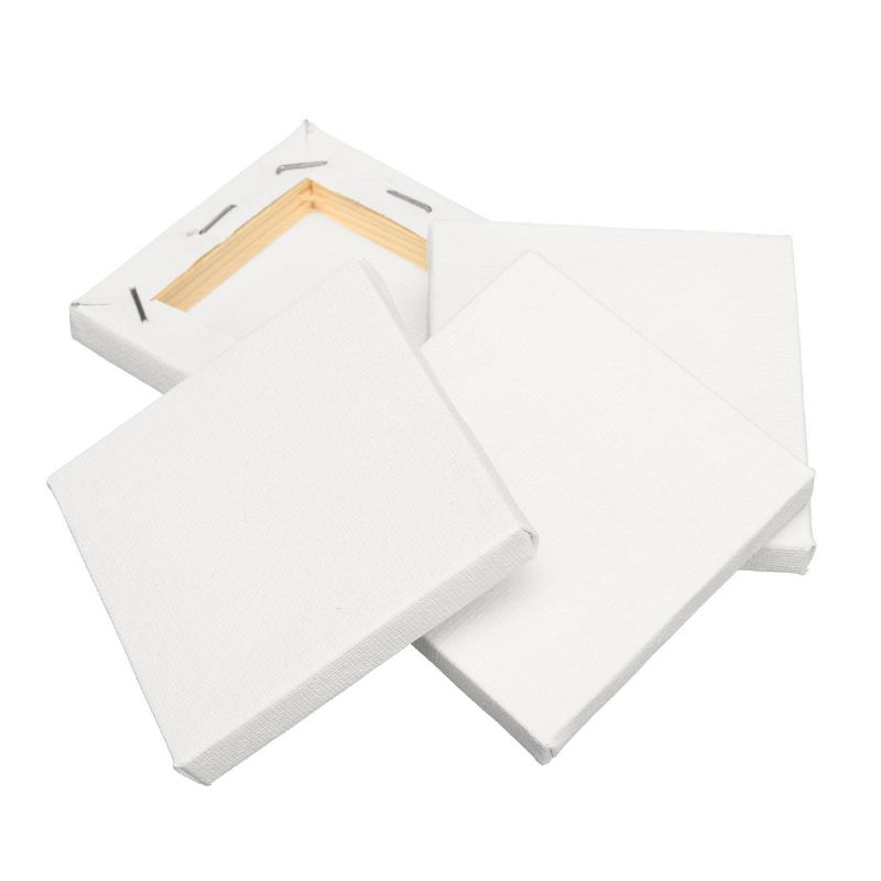 8pcs Blanco Mini Lienzo En Blanco Pinturas Acrílicas Marco Pintura Al Óleo Artista Cuadros De Bocetos Artísticos Lienzo Cuadrado