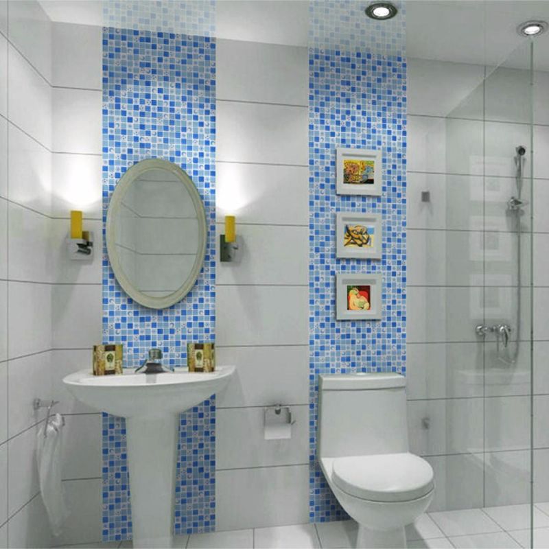 Adhesivo De Pared De Azulejos De Mosaico 3d De Cristal Impermeable Para Decoración De Baño