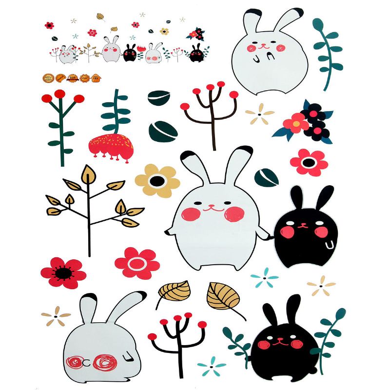 Animal Rabbit Wall Sticker Wallpaper Extraíble Diy Decal Home Decor Mural Vinyl Art