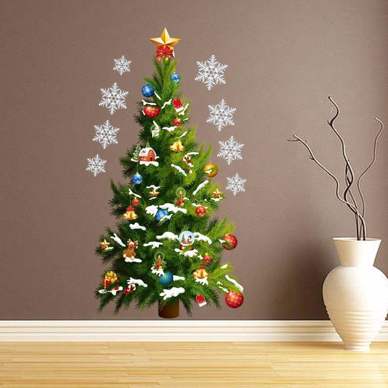 Árbol De Navidad Extraíble Diy Ventana Etiqueta De La Pared Decoración Del Partido En Casa