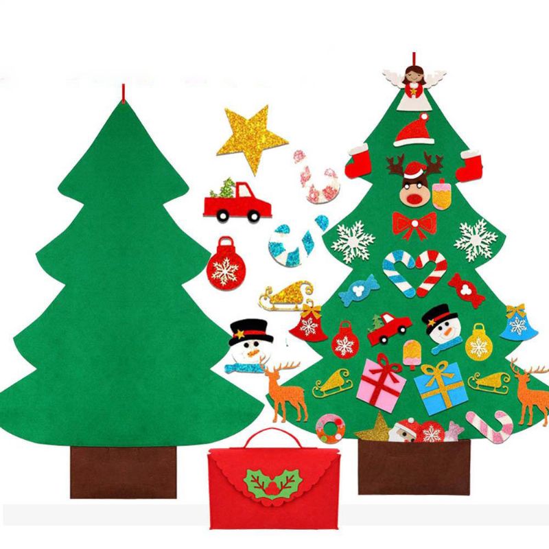 Árbol De Navidad De Fieltro De Bricolaje Con Adornos De Brillo Pegar Libremente Árboles De Navidad Para Colgar En La Pared Decoraciones Navideñas Regalo De Año Nuevo De Fieltro Kit De Árbol De Navidad De Bricolaje