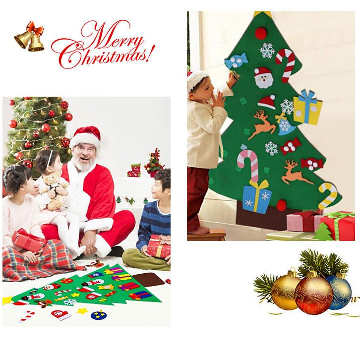 Árbol De Navidad De Fieltro De Bricolaje Con Adornos De Brillo Pegar Libremente Árboles De Navidad Para Colgar En La Pared Decoraciones Navideñas Regalo De Año Nuevo De Fieltro Kit De Árbol De Navidad De Bricolaje