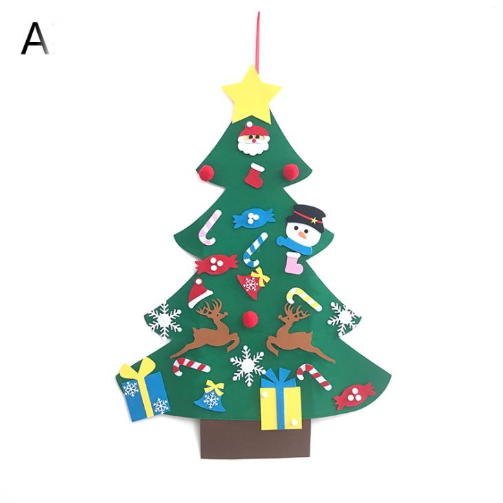 Árbol De Navidad De Fieltro De Bricolaje Con Adornos De Brillo Pegar Libremente Árboles De Navidad Para Colgar En La Pared Decoraciones Navideñas Regalo De Año Nuevo De Fieltro Kit De Árbol De Navidad De Bricolaje