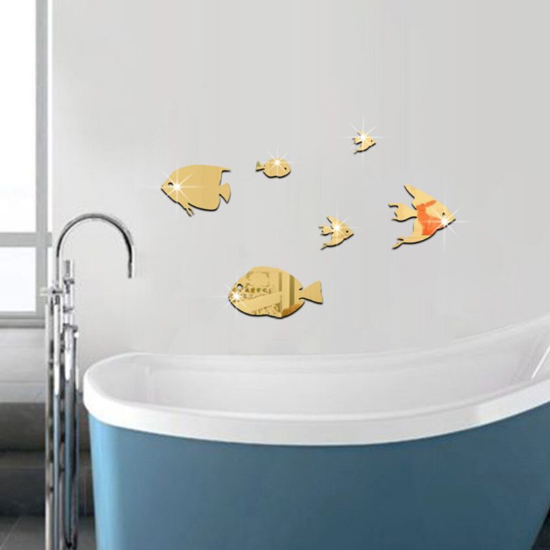 Bubble Fish Etiqueta De La Pared Ocean Fish Mirror Sticker Autoadhesivo Acrílico Espejo Etiqueta De La Pared Adecuado Para La Habitación De Los Niños Kindergarten