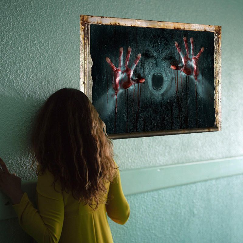 Calcomanías De Pared De Terror Arte Decorativo Para El Hogar Etiqueta De La Pared De Halloween Chica Fantasma Pegatinas De Pared Rotas