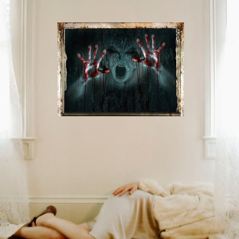 Calcomanías De Pared De Terror Arte Decorativo Para El Hogar Etiqueta De La Pared De Halloween Chica Fantasma Pegatinas De Pared Rotas