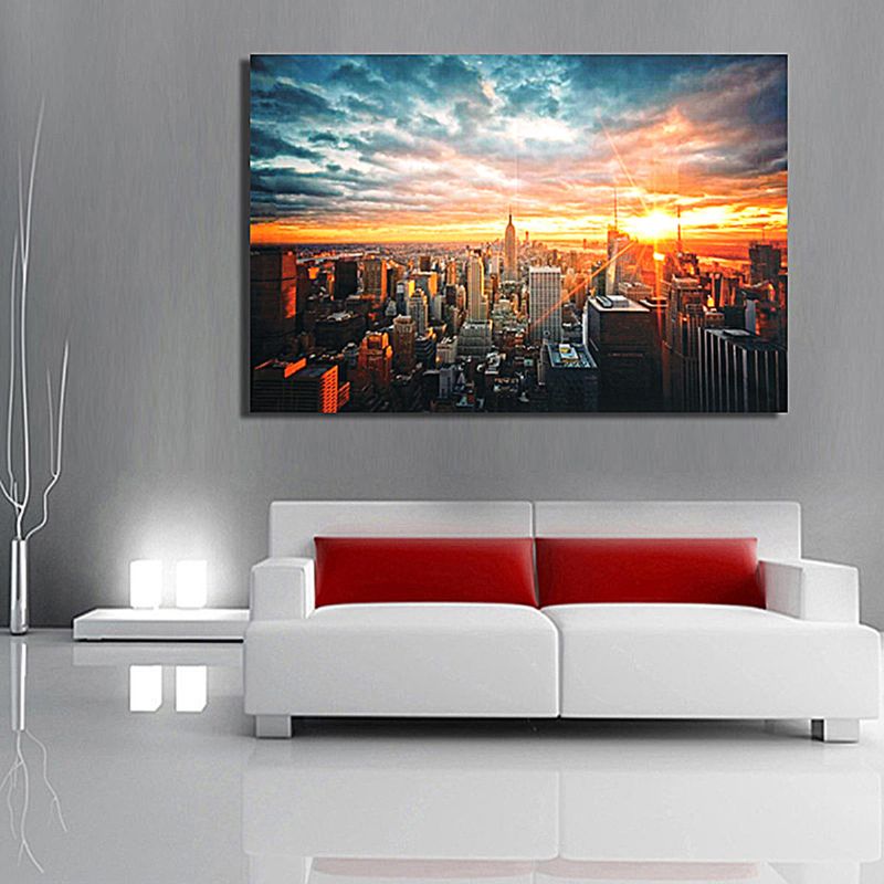 Cartel De Tela De Seda Nocturna De La Ciudad De Nueva York Pintura Papel De Pared Moderno Arte Imagen Al Óleo Sala De Estar Decoración Del Hogar