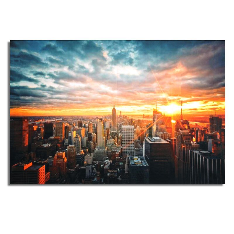 Cartel De Tela De Seda Nocturna De La Ciudad De Nueva York Pintura Papel De Pared Moderno Arte Imagen Al Óleo Sala De Estar Decoración Del Hogar