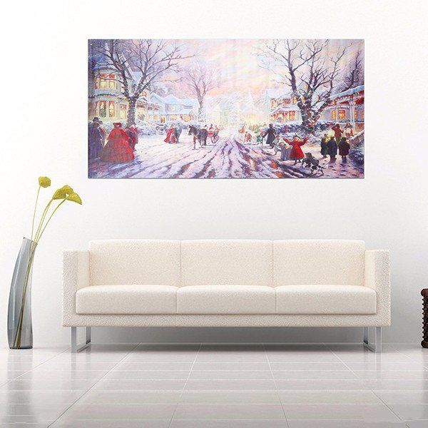 Christmas Carol Crowd Street Pintura Sin Marco Sala De Estar Dormitorio Pintura De La Pared Decoración Del Hogar