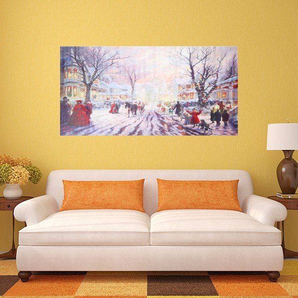 Christmas Carol Crowd Street Pintura Sin Marco Sala De Estar Dormitorio Pintura De La Pared Decoración Del Hogar