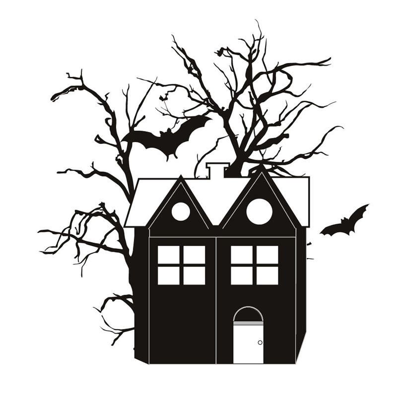 Creative Halloween Haunted House Bat Pvc Etiqueta De La Pared Impermeable Vinilo Extraíble Arte Mural Pegatinas De Decoración Protección Del Medio Ambiente Etiqueta De La Pared De Halloween Ventana Decoración Del Hogar Calcomanía Decoración