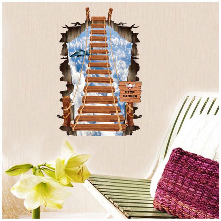 Creative Sky Cable Stairs Pvc Etiqueta De La Pared Rota Diy Decoración Extraíble Pegatinas De Pared Impermeables Hogar Hogar Etiqueta De La Pared Póster Decoración Mural Para El Dormitorio Sala De Estar