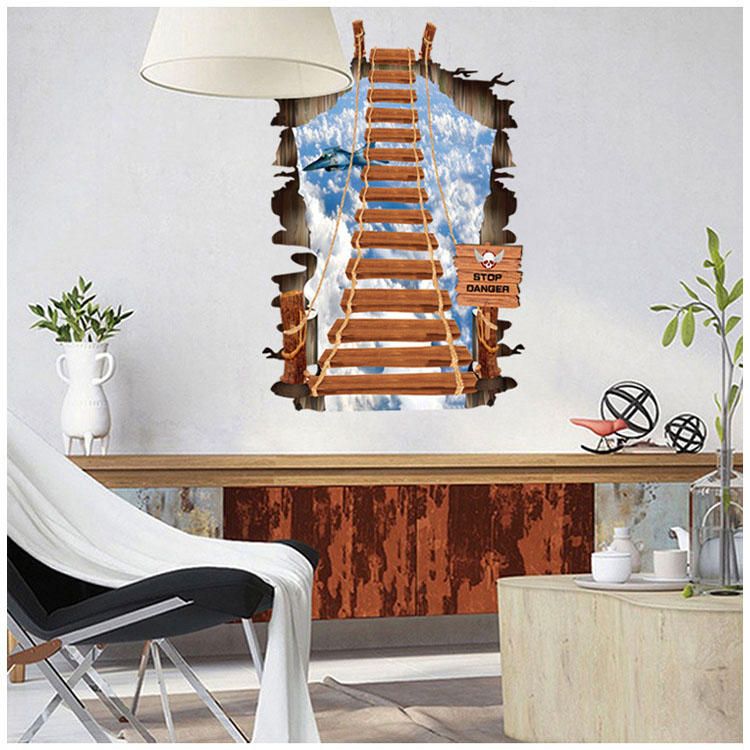 Creative Sky Cable Stairs Pvc Etiqueta De La Pared Rota Diy Decoración Extraíble Pegatinas De Pared Impermeables Hogar Hogar Etiqueta De La Pared Póster Decoración Mural Para El Dormitorio Sala De Estar