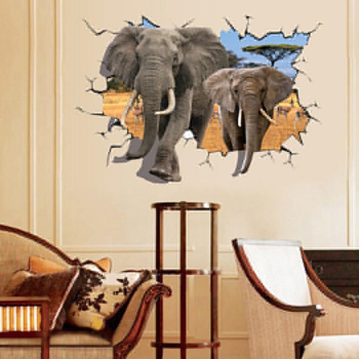 Creativo 3d Animales Africanos Elefantes Pvc Etiqueta De La Pared Rota Diy Decoración Extraíble Pegatinas De Pared A Prueba De Agua Hogar Hogar Etiqueta De La Pared Cartel Decoración Mural Para El Dormitorio Sala De Estar