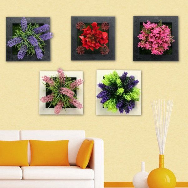 Decoración De Oficina En Casa Con Flores Artificiales Para Colgar En La Pared Verticales Montadas En Square