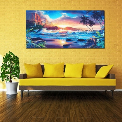 Decoración Para El Hogar Pinturas Impresas En Lienzo Arte De La Pared Paisaje De Puesta De Sol Moderno Árbol De Playa Regalo