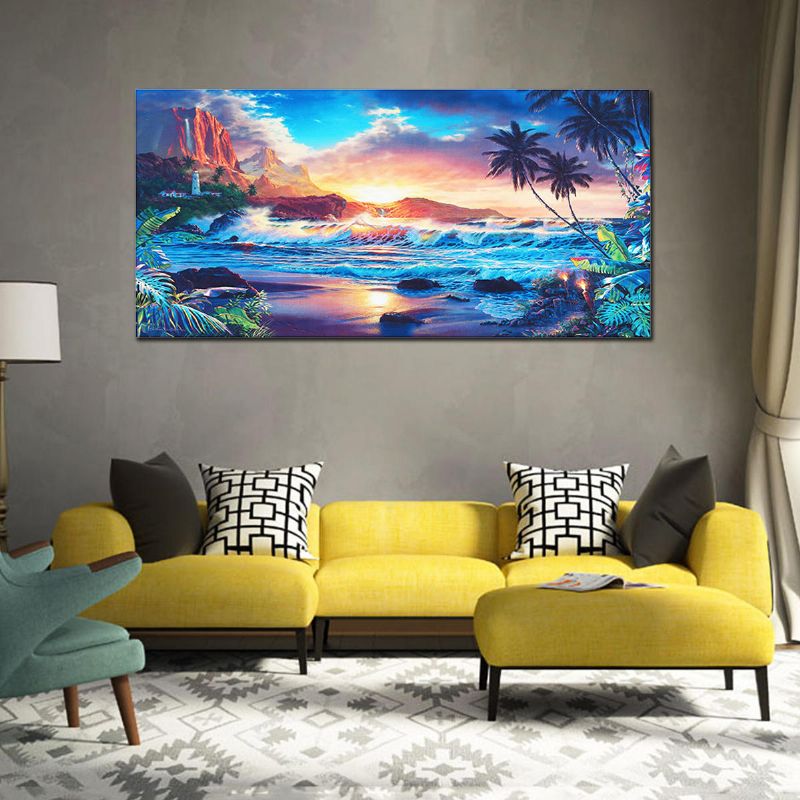 Decoración Para El Hogar Pinturas Impresas En Lienzo Arte De La Pared Paisaje De Puesta De Sol Moderno Árbol De Playa Regalo