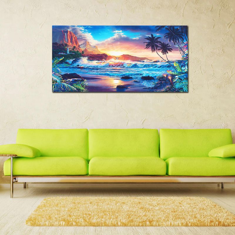 Decoración Para El Hogar Pinturas Impresas En Lienzo Arte De La Pared Paisaje De Puesta De Sol Moderno Árbol De Playa Regalo