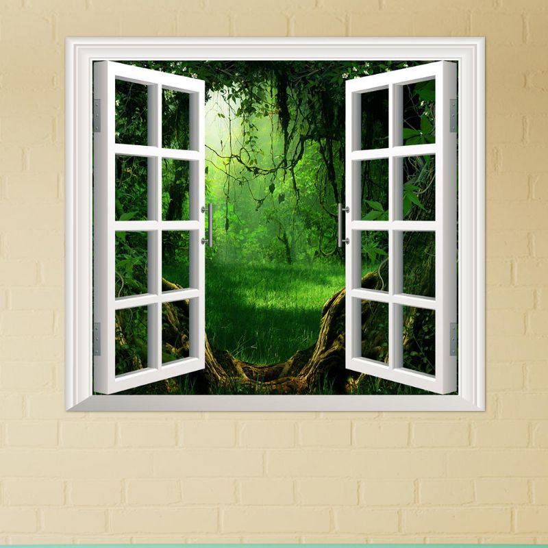 Deep Forest Pag 3d Ventana Artificial Vista 3d Tatuajes De Pared Pegatinas De Habitación Decoración De La Pared Del Hogar Regalo