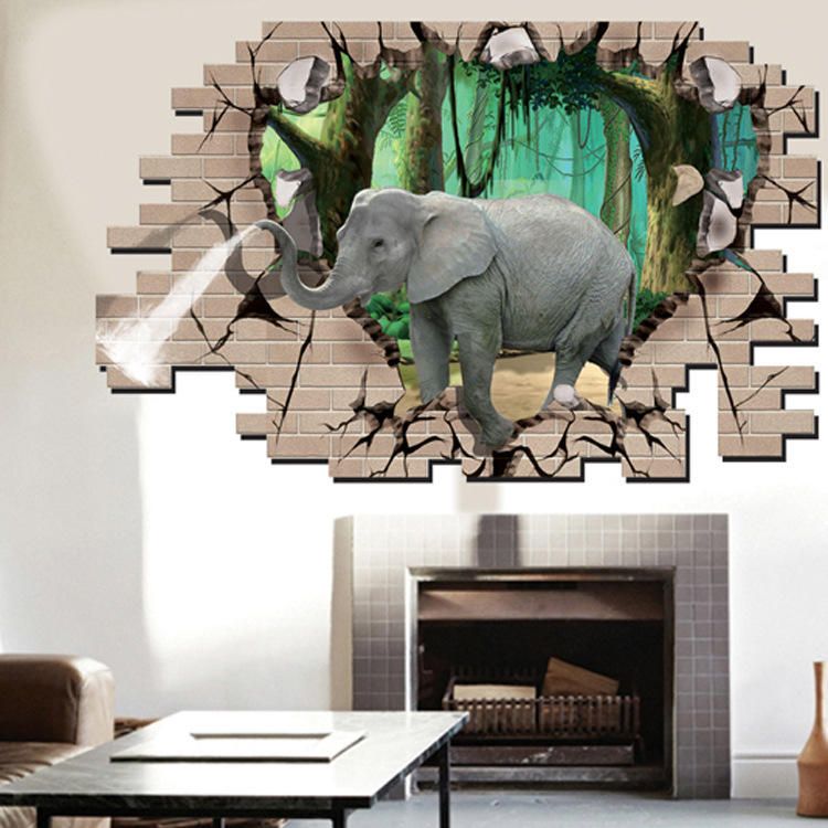 Dibujos Animados Creativos 3d Elefante Pvc Etiqueta De La Pared Rota Diy Decoración Extraíble Pegatinas De Pared A Prueba De Agua Hogar Hogar Etiqueta De La Pared Póster Decoración Mural Para El Dormitorio Sala De Estar