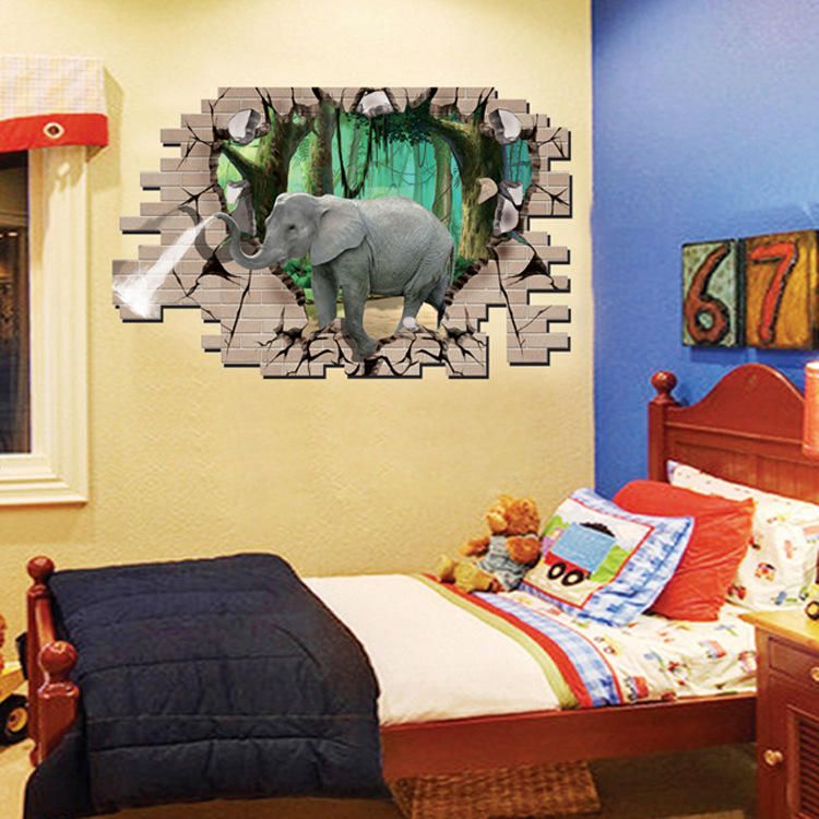 Dibujos Animados Creativos 3d Elefante Pvc Etiqueta De La Pared Rota Diy Decoración Extraíble Pegatinas De Pared A Prueba De Agua Hogar Hogar Etiqueta De La Pared Póster Decoración Mural Para El Dormitorio Sala De Estar