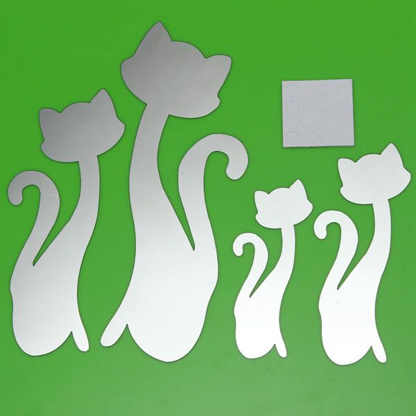 Diy 3d Cuatro Gatos Lindos Espejo Acrílico Pegatinas De Pared Home Room Art Decal