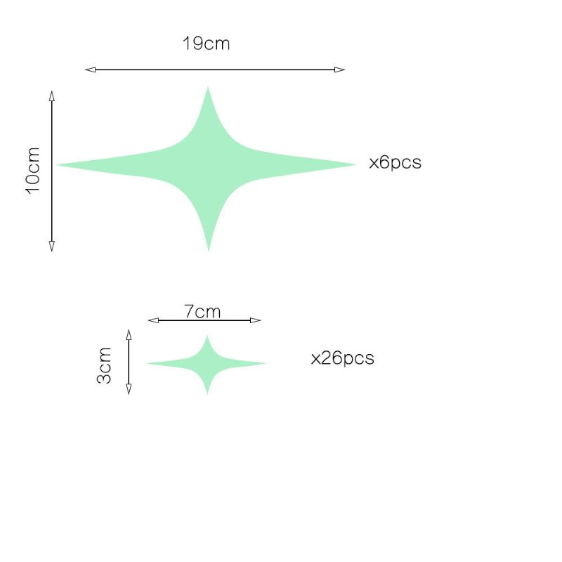 Dx-168 22pcs Brillo Fluorescente Estrellas Parpadeantes Etiqueta De La Pared Decoración Del Dormitorio Del Hogar