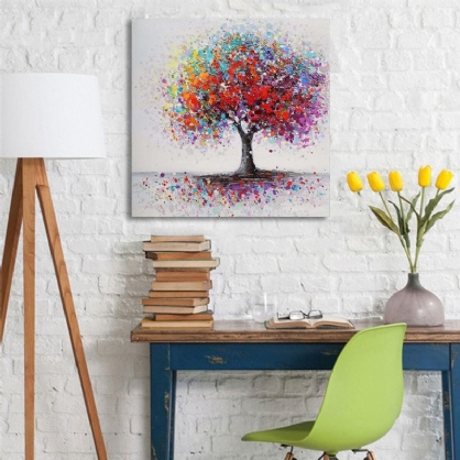 Enmarcado Árbol Colorido Impresión Abstracta Arte Pinturas Al Óleo Imagen Decoración Para El Hogar