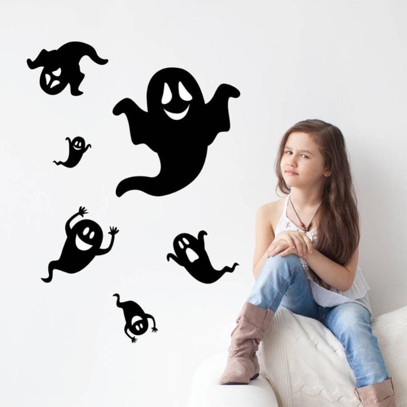 Escaparate De Halloween Etiqueta De La Pared Impermeable Habitación De Los Niños Dormitorio Telón De Fondo Pegatinas Pegatinas De Bricolaje Papel Tapiz Extraíble Vinilo Arte Calcomanía Decoración Impermeable Etiqueta