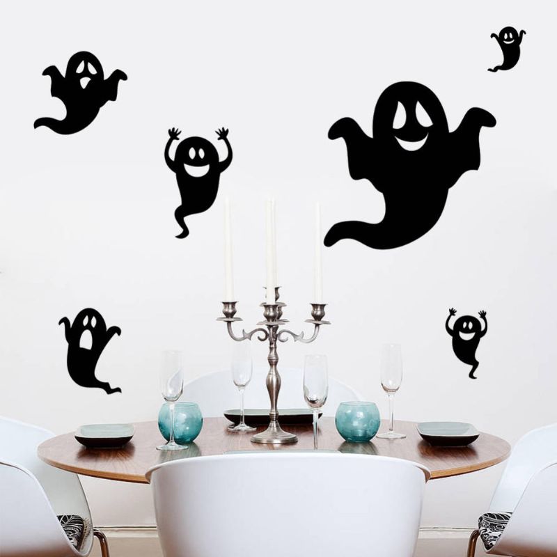 Escaparate De Halloween Etiqueta De La Pared Impermeable Habitación De Los Niños Dormitorio Telón De Fondo Pegatinas Pegatinas De Bricolaje Papel Tapiz Extraíble Vinilo Arte Calcomanía Decoración Impermeable Etiqueta