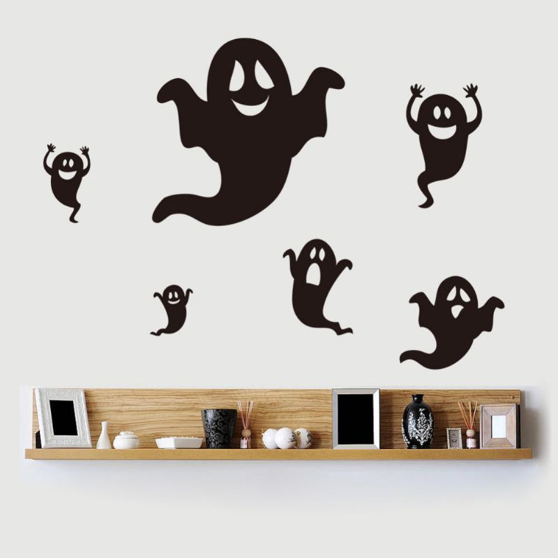 Escaparate De Halloween Etiqueta De La Pared Impermeable Habitación De Los Niños Dormitorio Telón De Fondo Pegatinas Pegatinas De Bricolaje Papel Tapiz Extraíble Vinilo Arte Calcomanía Decoración Impermeable Etiqueta