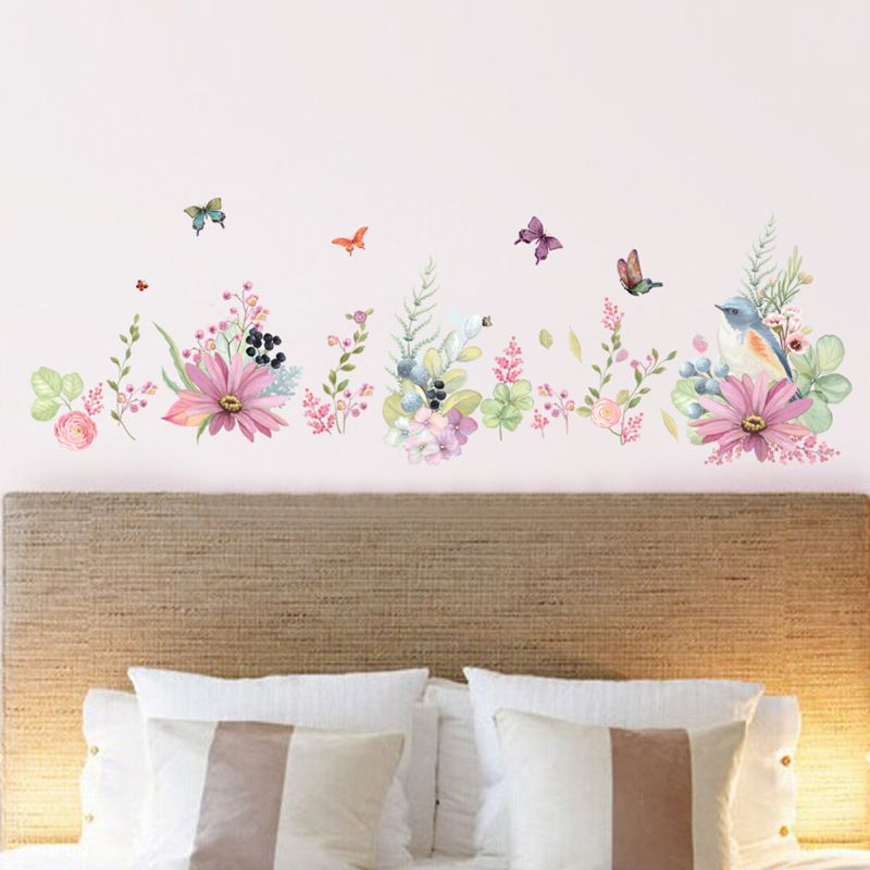 Flor Pájaros Mariposas Extraíble Niños Bebé Etiqueta De La Pared Pegatinas De Vinilo Decoración Artística Para La Decoración De La Pared Del Hogar