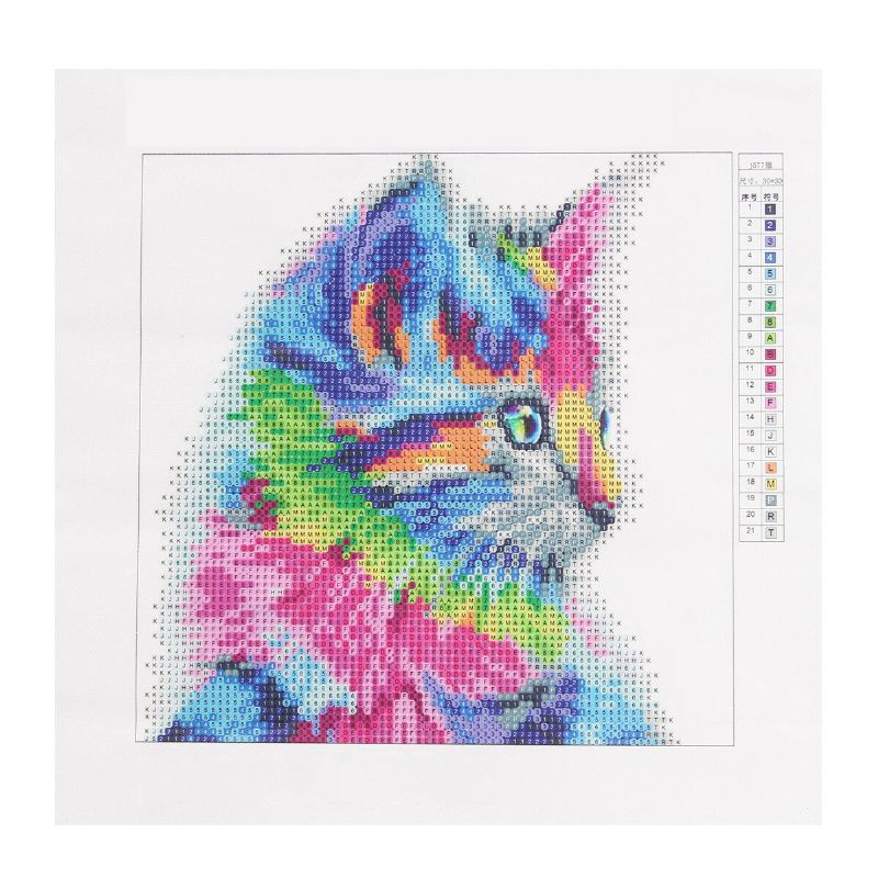 Gato Colorido Taladro Completo Diy 5d Diamante Bordado Pintura Artesanía Decoraciones Para El Hogar