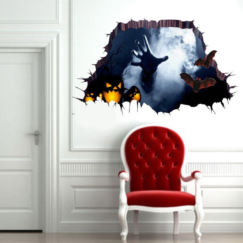 Halloween Horrible 3d Etiqueta De Piso Dormitorio Sala De Estar Casa Embrujada Decoración Pegatinas De Pared Mano Fantasma A Través Del Piso