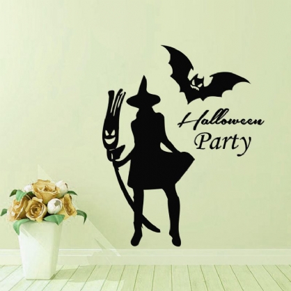 Halloween New Witch Bat Etiqueta De La Pared Pegatinas Talladas Creativas Pvc Fondos De Pantalla Extraíbles A Prueba De Agua Fondos De Pantalla Extraíbles Vinilo Art Decal Decoración Pegatinas Impermeables