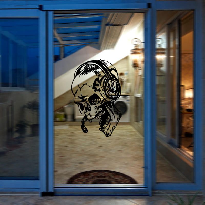 Hallowen Skull Head Showcase Glass Window Decor Wall Sticker Party House Decoración Del Hogar Calcomanía Creativa Diy Mural Wall Art Sticker