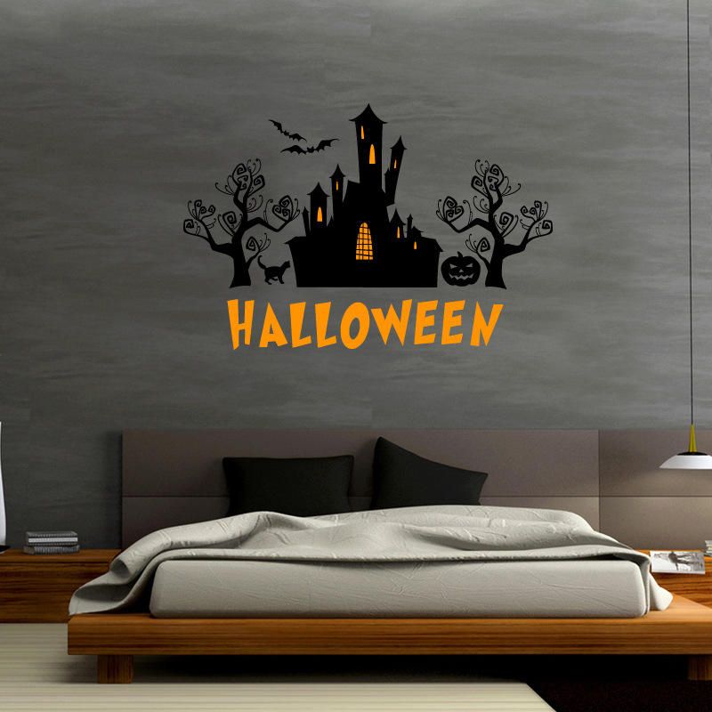 Hallowen Welcom House Glass Window Decoración Etiqueta De La Pared Fiesta Casa Decoración Del Hogar Calcomanía Creativa