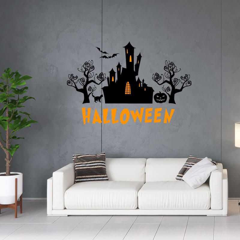 Hallowen Welcom House Glass Window Decoración Etiqueta De La Pared Fiesta Casa Decoración Del Hogar Calcomanía Creativa