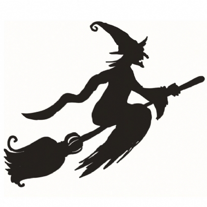 Hallowen Witch Broom Showcase Glass Window Decor Wall Sticker Party House Decoración Del Hogar Calcomanía Creativa Diy Mural Wall Art Sticker