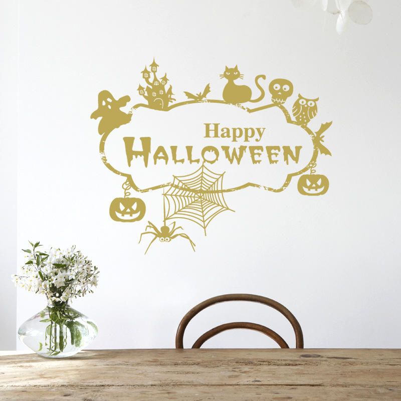 Hallowen Witch Tree Ghost Glass Window Decoración Etiqueta De La Pared Fiesta Casa Decoración Del Hogar Calcomanía Creativa Diy Mural Wall Art Sticker