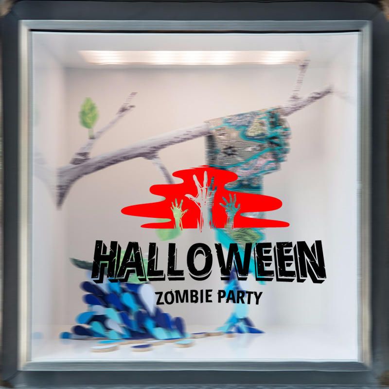 Hallowen Zombie Party Showcase Glass Window Decoración Etiqueta De La Pared Fiesta Casa Decoración Del Hogar Calcomanía Creativa Diy Mural Wall Art Sticker