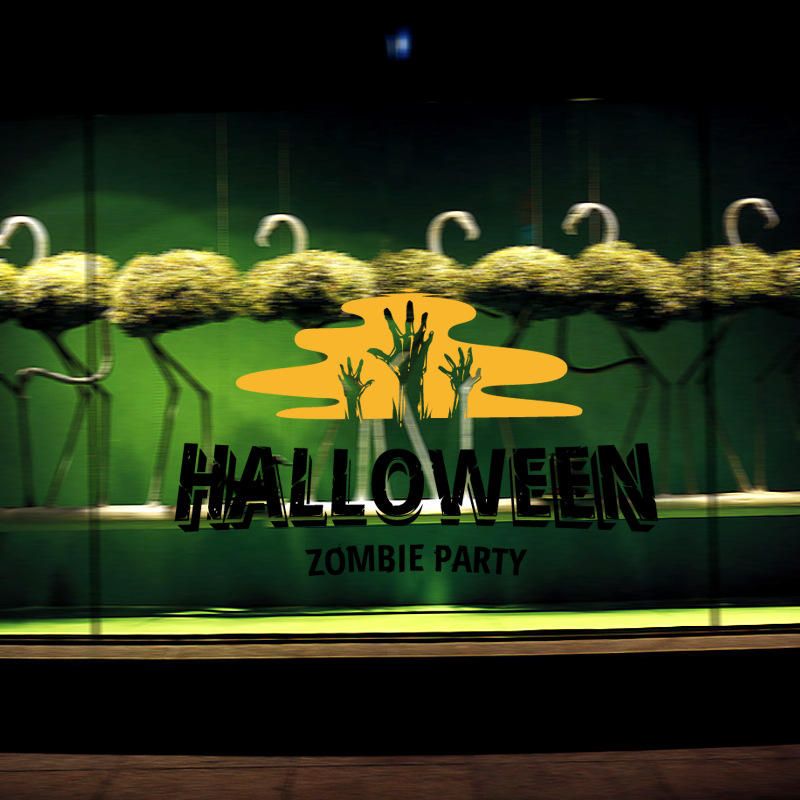 Hallowen Zombie Party Showcase Glass Window Decoración Etiqueta De La Pared Fiesta Casa Decoración Del Hogar Calcomanía Creativa Diy Mural Wall Art Sticker