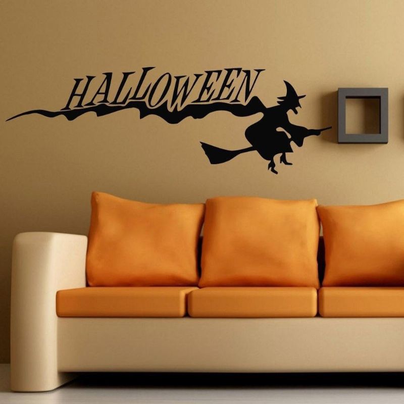 Happy Halloween Witch Diy Etiqueta De La Pared Papel Tapiz De Pvc Extraíble Vinilo Art Decal Decoración Pegatinas Impermeables Hogar Hogar Etiqueta De La Pared Póster Decoración Mural Para Dormitorio Sala De Estar